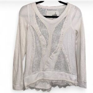Anthropologie | Angel of the North | Cottagecore Cotton Lace Sweater Size S